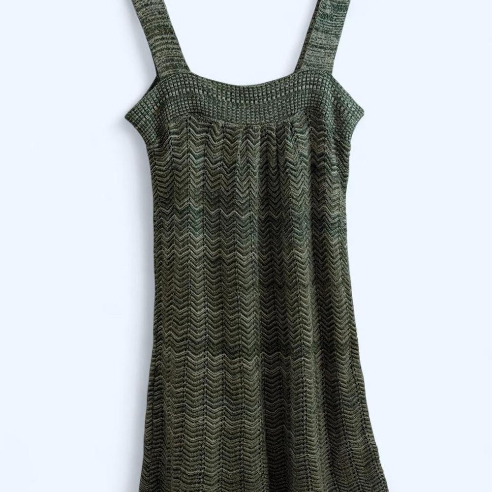 Fairycore Whimsical Y2K Sweater Project Sage Green Knit Mini Tank Dress Sz S